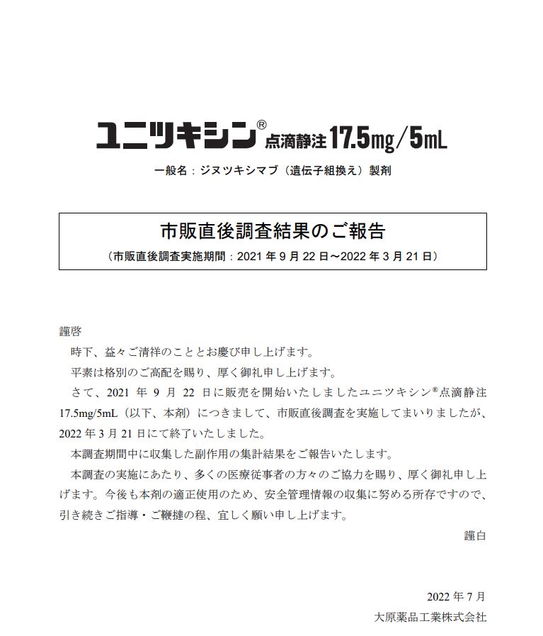 市販直後調査結果報告書